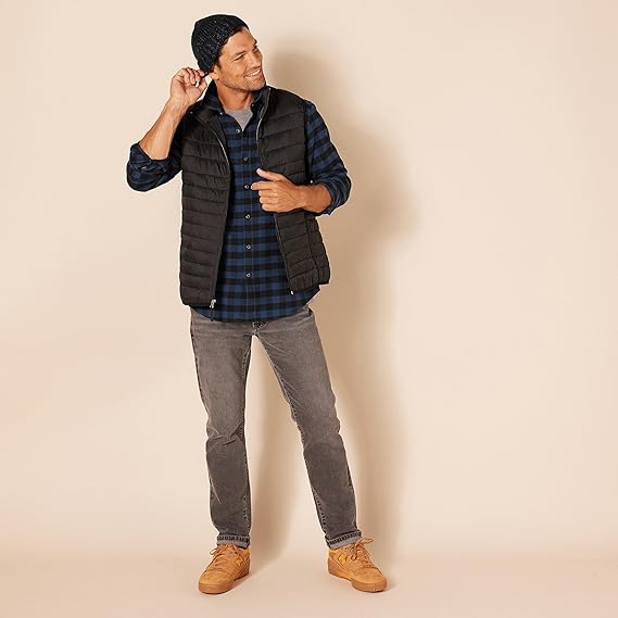 Men's Slim-Fit Long-Sleeved Button-Down Plaid Flannel Shirt