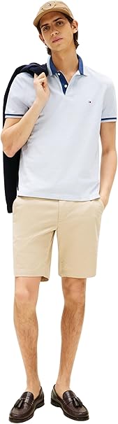 Men’s Short Sleeve Contrast Collar Block Regular Fit Polo Shirt