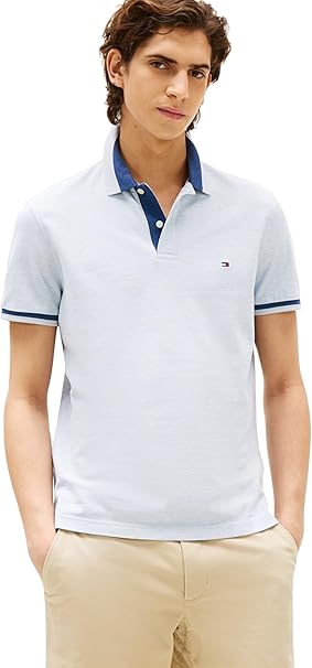 Men’s Short Sleeve Contrast Collar Block Regular Fit Polo Shirt